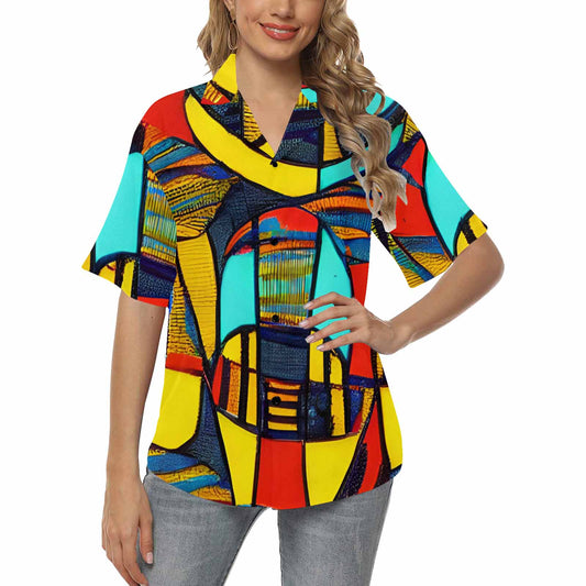 African Art, womens Hawaiian shirt, design 02