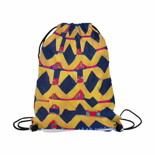 African artsy drawstring sling bag, design 35