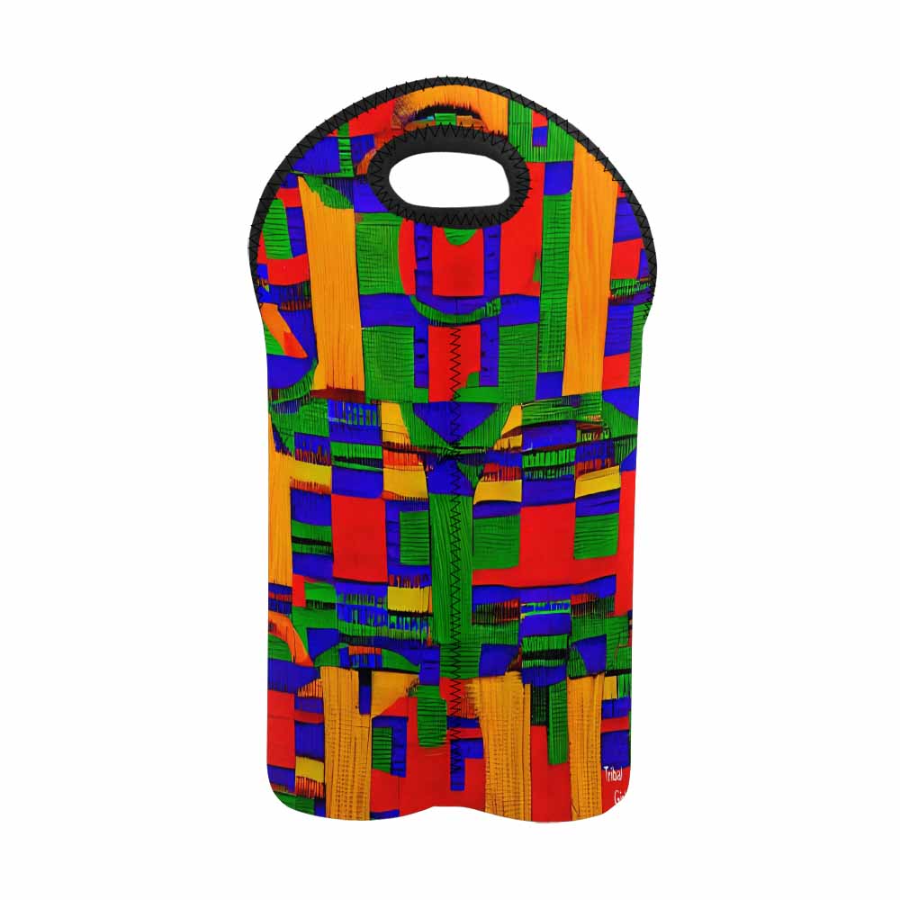 African Art, chic 2 bottle wine bag, design 45