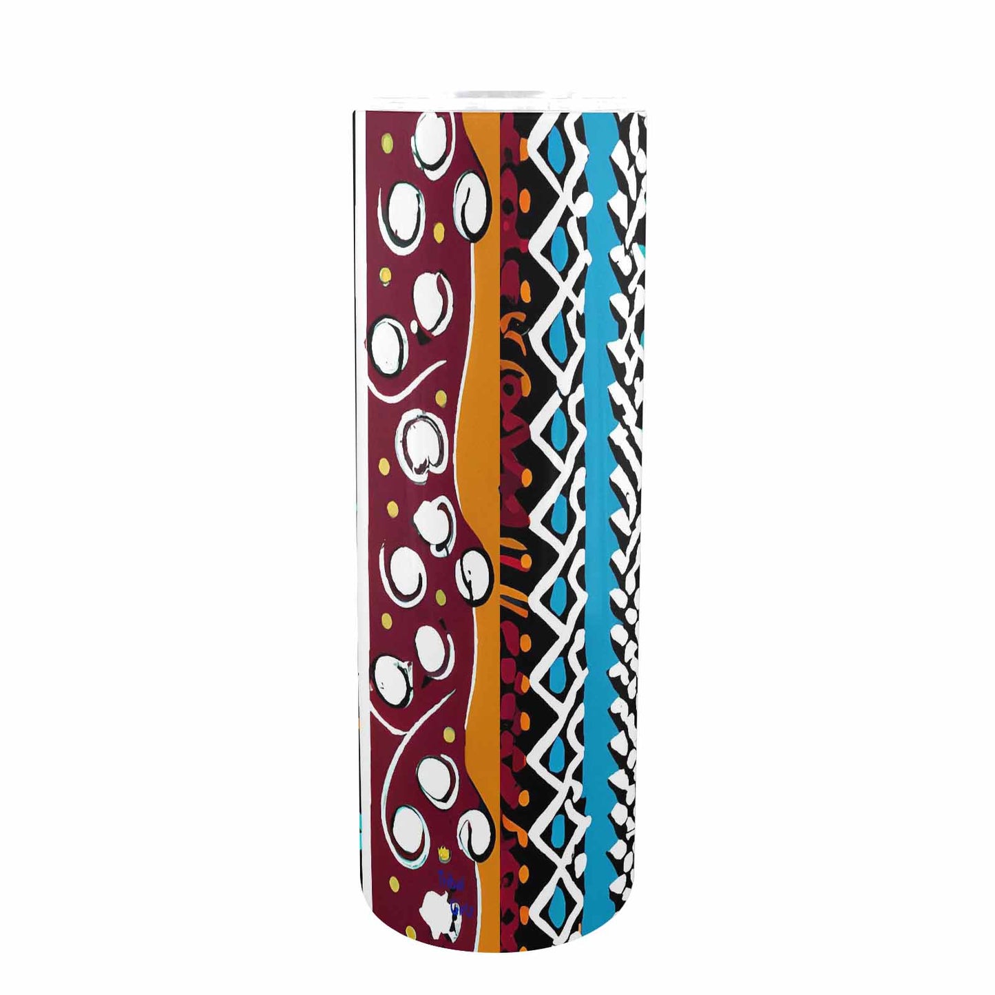 African Art, tall stainless steel insulated tumbler, travel mug, design 36