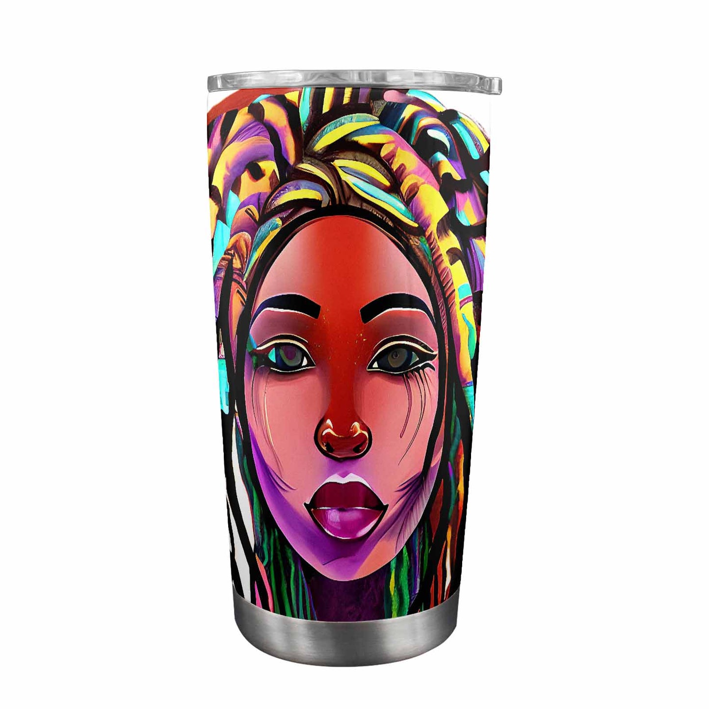 Dreads & Braids, Transparent Tumbler, mug, african tribal, outline BL, Fulangiara 22