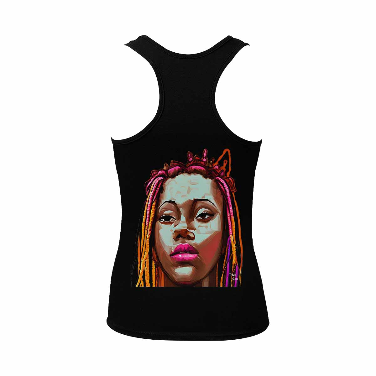 Dreads & Braids, BLACK tank top, cotton, african tribal, outline WL, Fulangiara 11