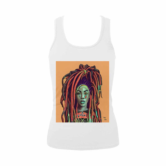 Dreads & Braids, WHITE tank top, cotton, african tribal, full image Fulangiara 34