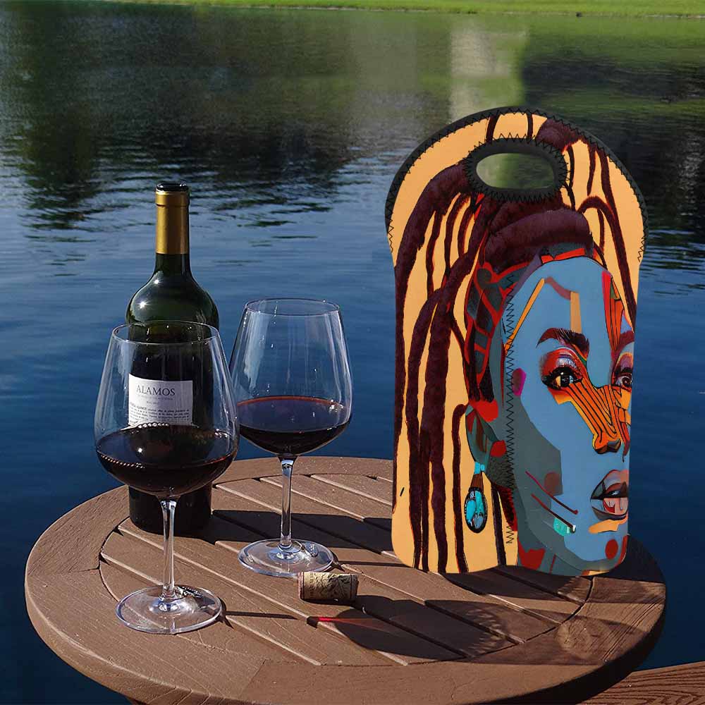 Dreads & Braids, 2 bottle wine bag, picnic or gift, african tribalgirlz Fulangiara 23