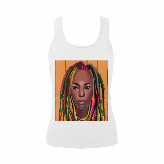 Dreads & Braids, WHITE tank top, cotton, african tribal, full image Fulangiara 12