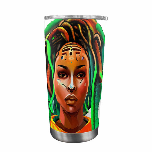 Dreads & Braids, Transparent Tumbler, mug, african tribal, outline BL, Fulangiara 48