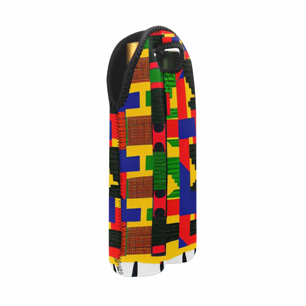 African Art, chic 2 bottle wine bag, design 12