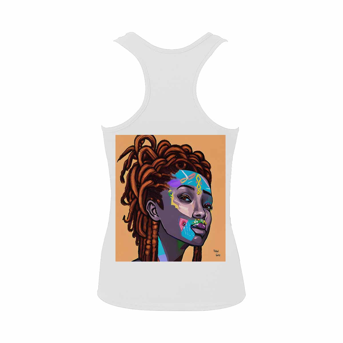 Dreads & Braids, WHITE tank top, cotton, african tribal, full image Fulangiara 36