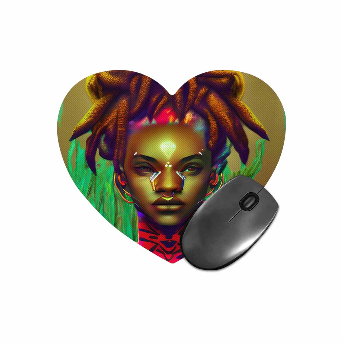 Dreads & Braids, heart shape mouse pad, Fulangiara 43