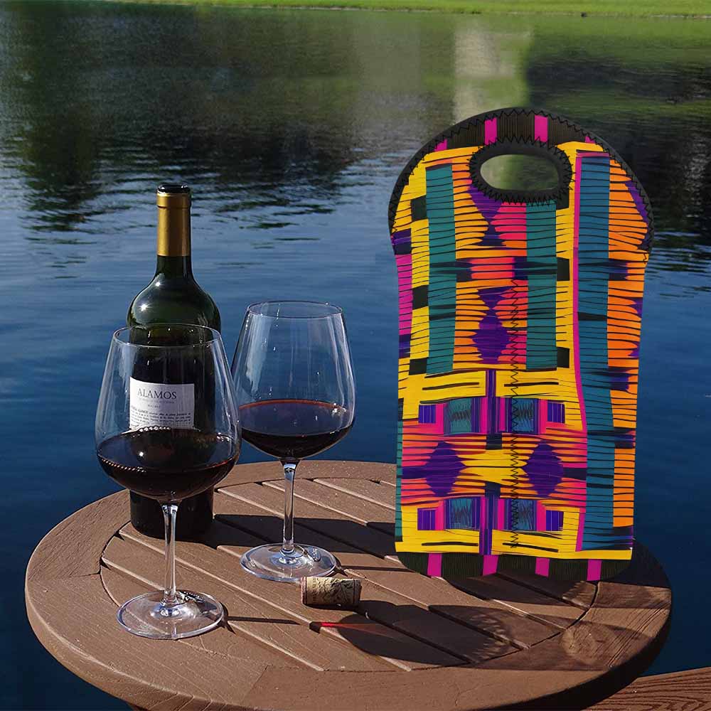 African Art, chic 2 bottle wine bag, design 42