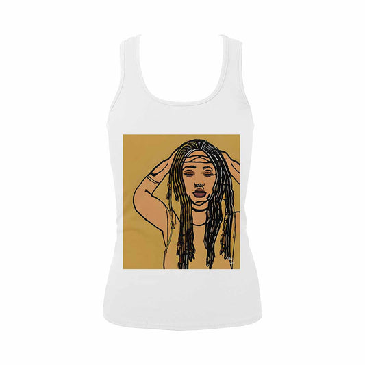 Dreads & Braids, WHITE tank top, cotton, african tribal, full image Fulangiara 24