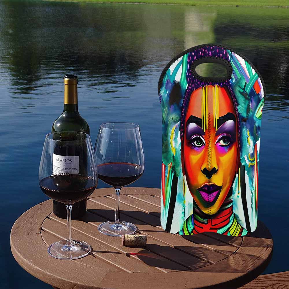 Dreads & Braids, 2 bottle wine bag, picnic or gift, african tribalgirlz Fulangiara 35