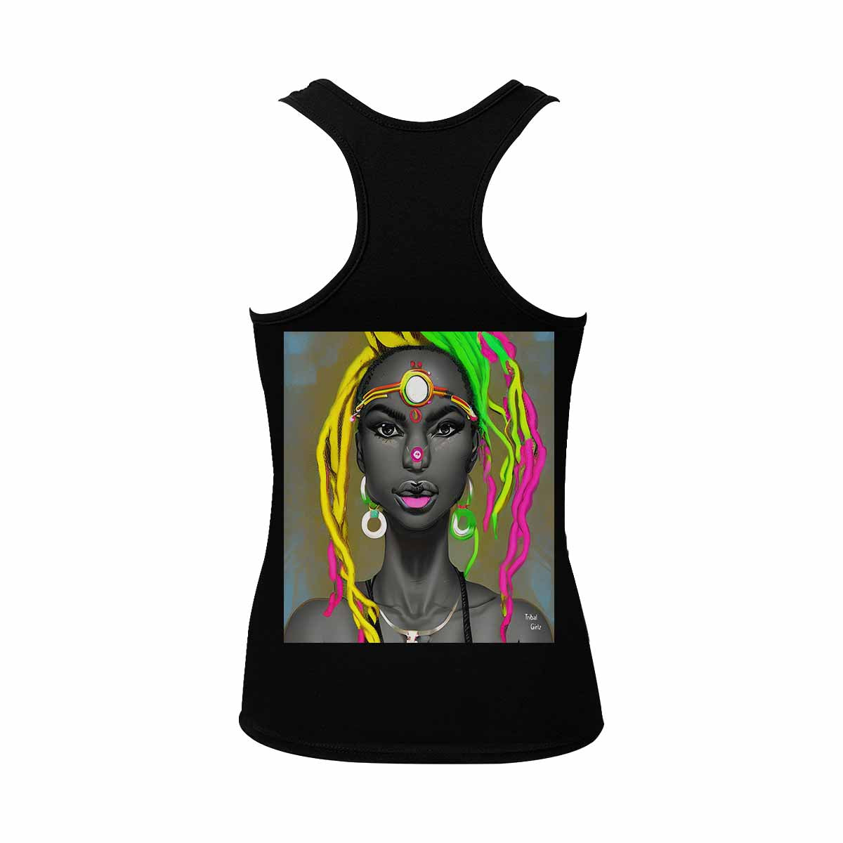 Dreads & Braids, BLACK tank top, cotton, african tribal, full image Fulangiara 6