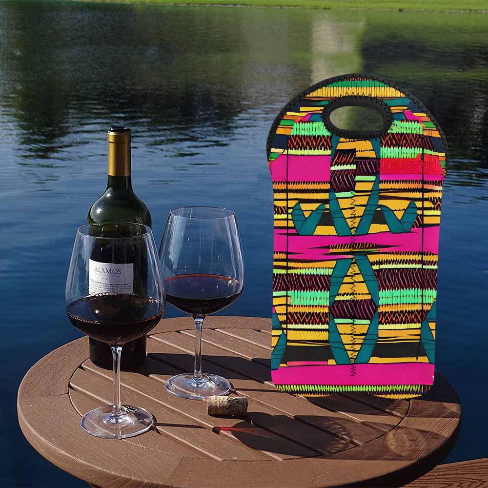 African Art, chic 2 bottle wine bag, design 24