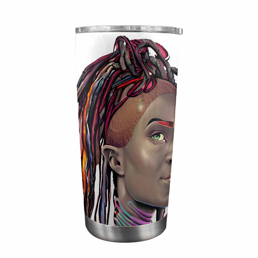 Dreads & Braids, Transparent Tumbler, mug, african tribal, outline BL, Fulangiara 40