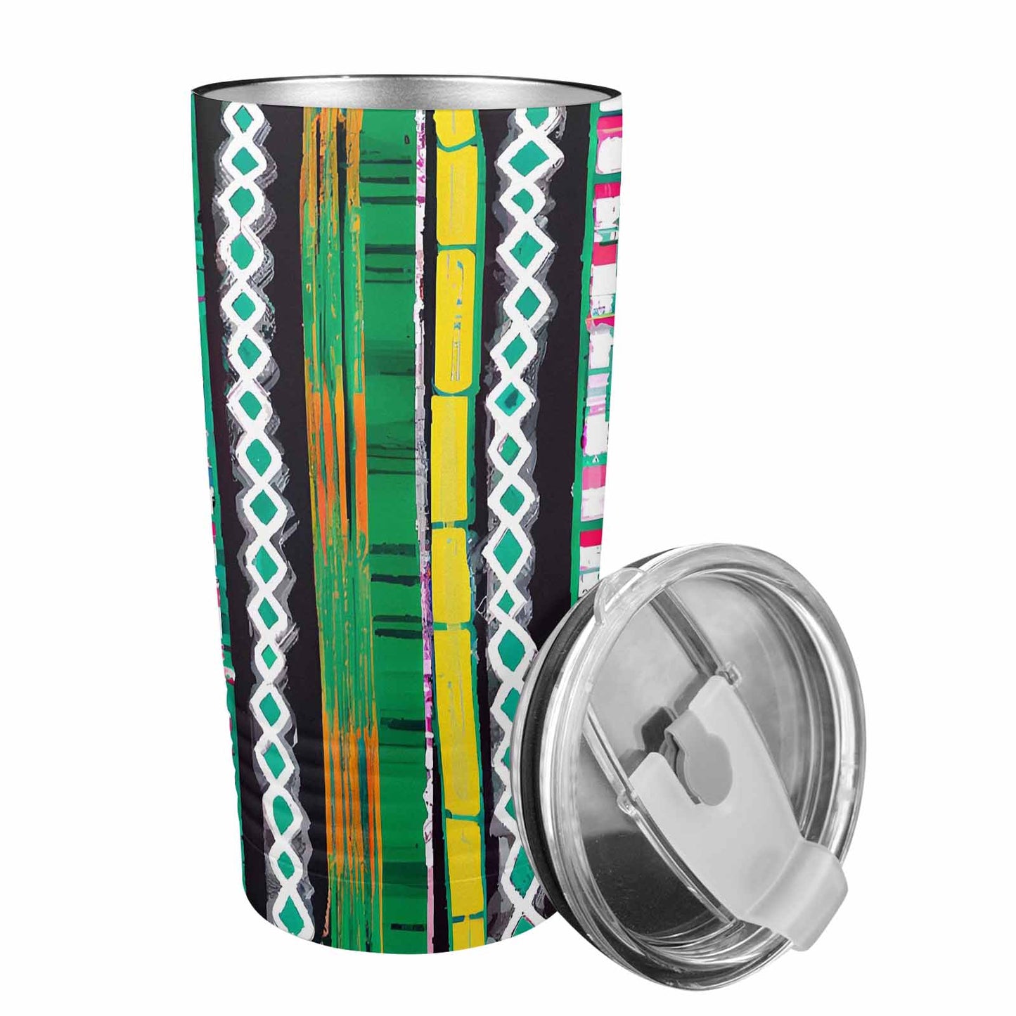 African Art, stainless steel insulated tumbler, travel mug, design 48