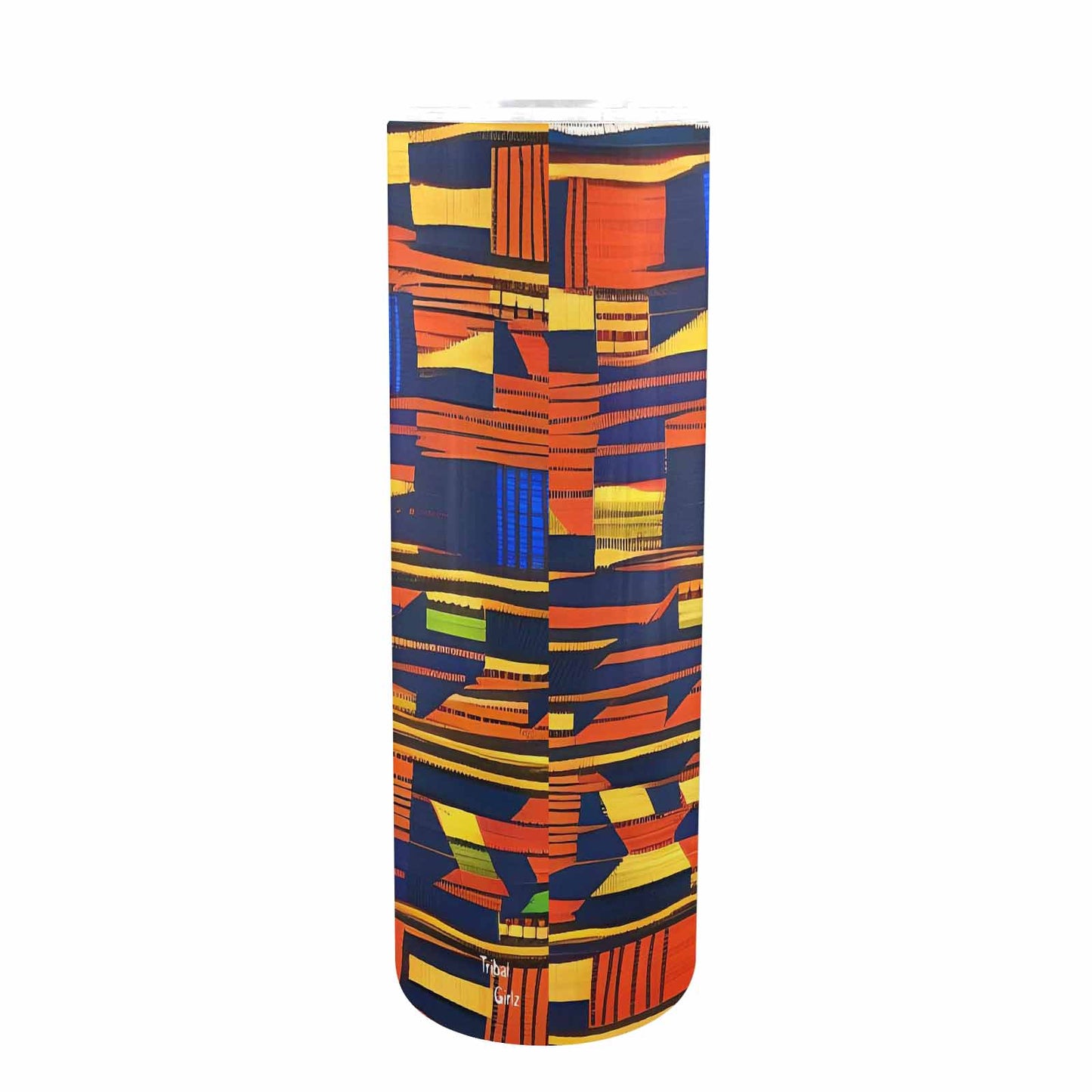 African Art, tall stainless steel insulated tumbler, travel mug, design 08