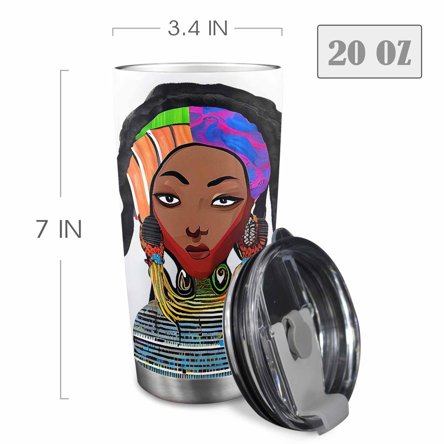 Dreads & Braids, Transparent Tumbler, mug, african tribal, outline BL, Fulangiara 18