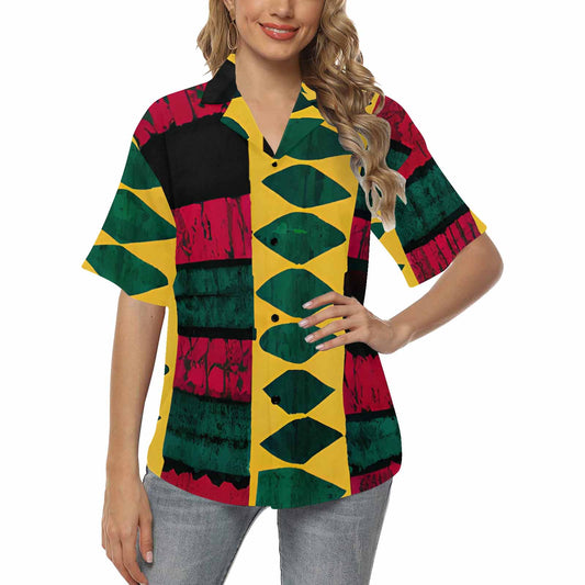 African Art, womens Hawaiian shirt, design 14