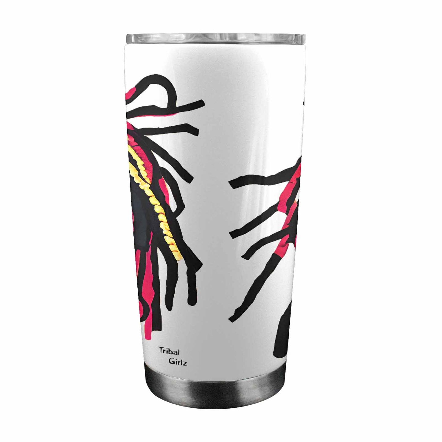 Dreads & Braids, Transparent Tumbler, mug, african tribal, outline BL, Fulangiara 20