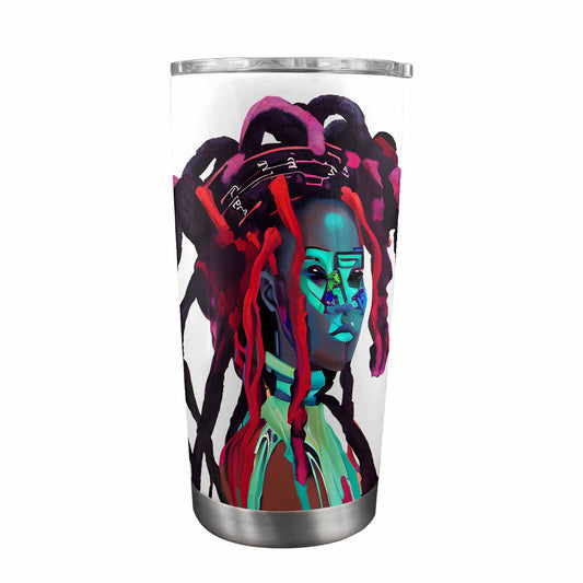 Dreads & Braids, Transparent Tumbler, mug, african tribal, outline BL, Fulangiara 7