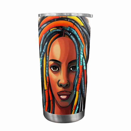 Dreads & Braids, Transparent Tumbler, mug, african tribal, outline BL, Fulangiara 8