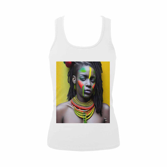 Dreads & Braids, WHITE tank top, cotton, african tribal, full image Fulangiara 42