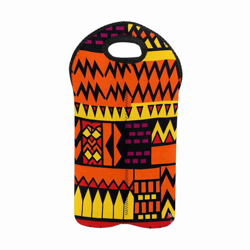 African Art, chic 2 bottle wine bag, design 38