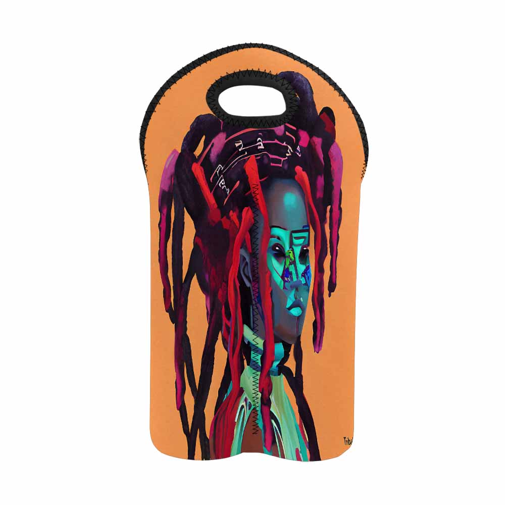 Dreads & Braids, 2 bottle wine bag, picnic or gift, african tribalgirlz Fulangiara 7