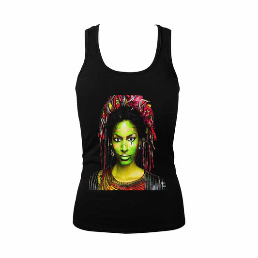 Dreads & Braids, BLACK tank top, cotton, african tribal, outline MCL, Fulangiara 2