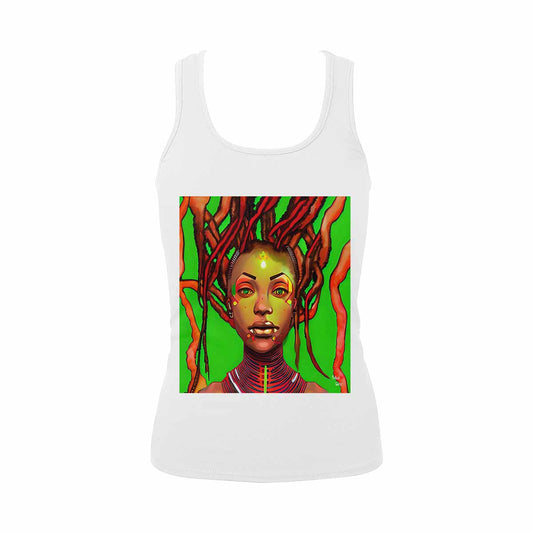 Dreads & Braids, WHITE tank top, cotton, african tribal, full image Fulangiara 47