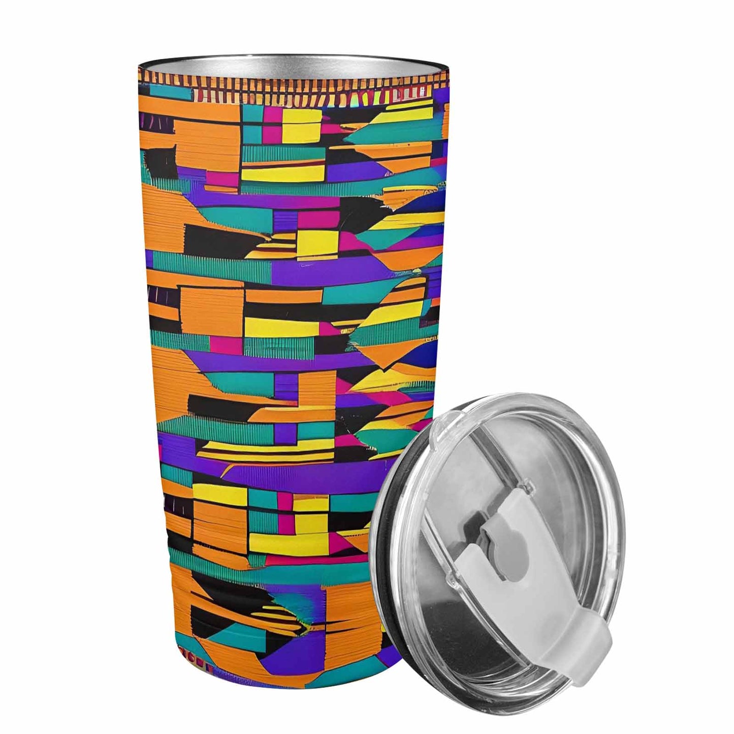 African Art, stainless steel insulated tumbler, travel mug, design 39