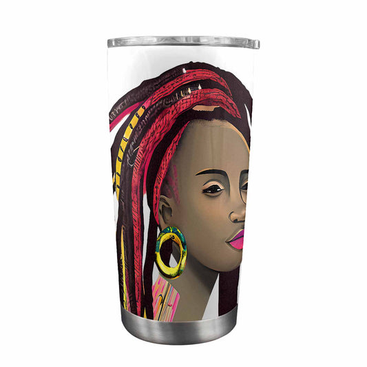 Dreads & Braids, Transparent Tumbler, mug, african tribal, outline BL, Fulangiara 4