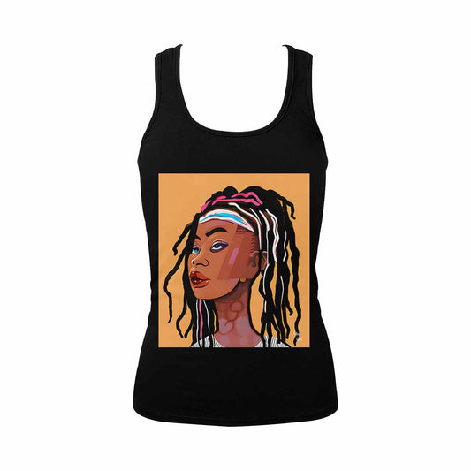 Dreads & Braids, BLACK tank top, cotton, african tribal, full image Fulangiara 16