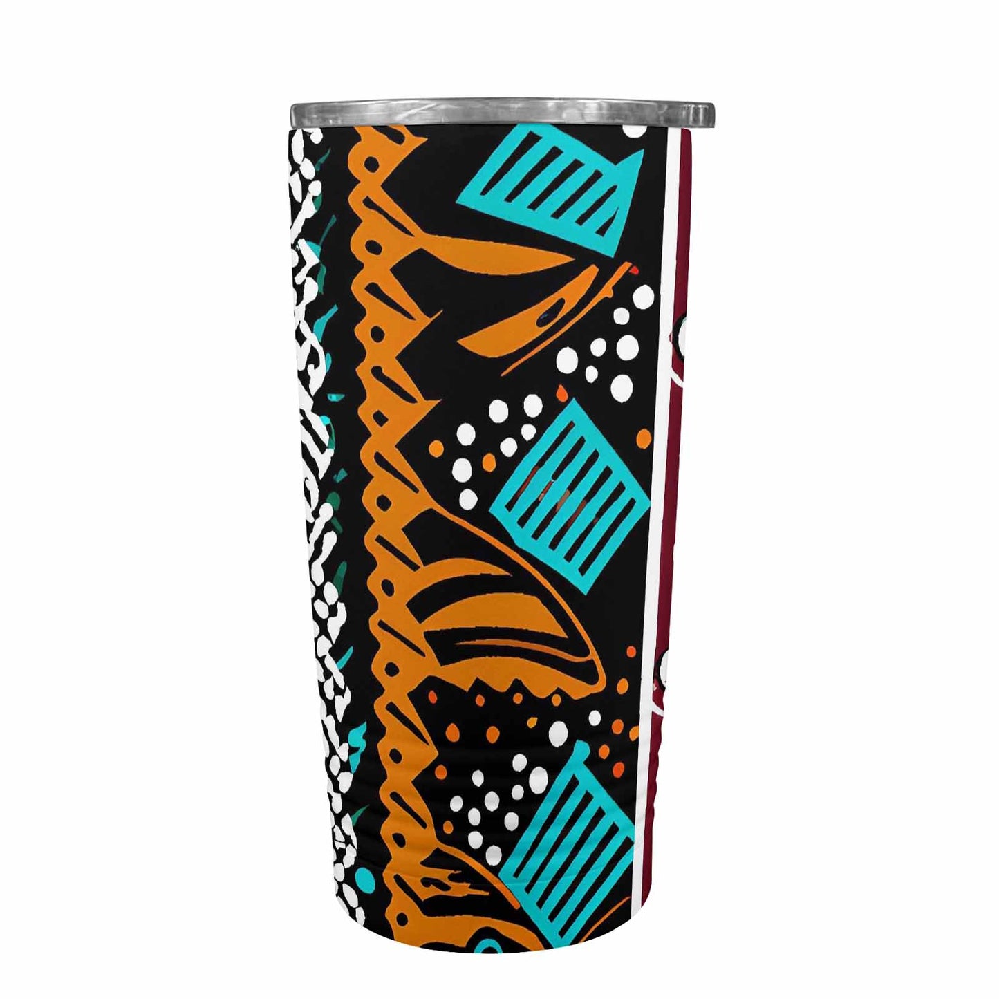 African Art, stainless steel insulated tumbler, travel mug, design 36