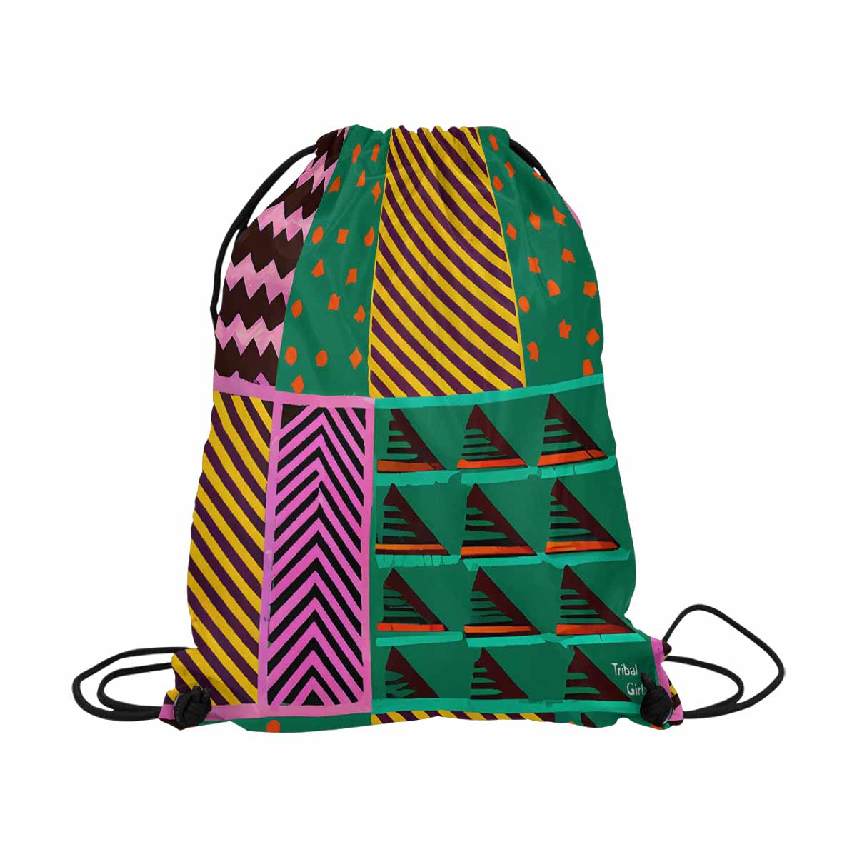 African artsy drawstring sling bag, design 21