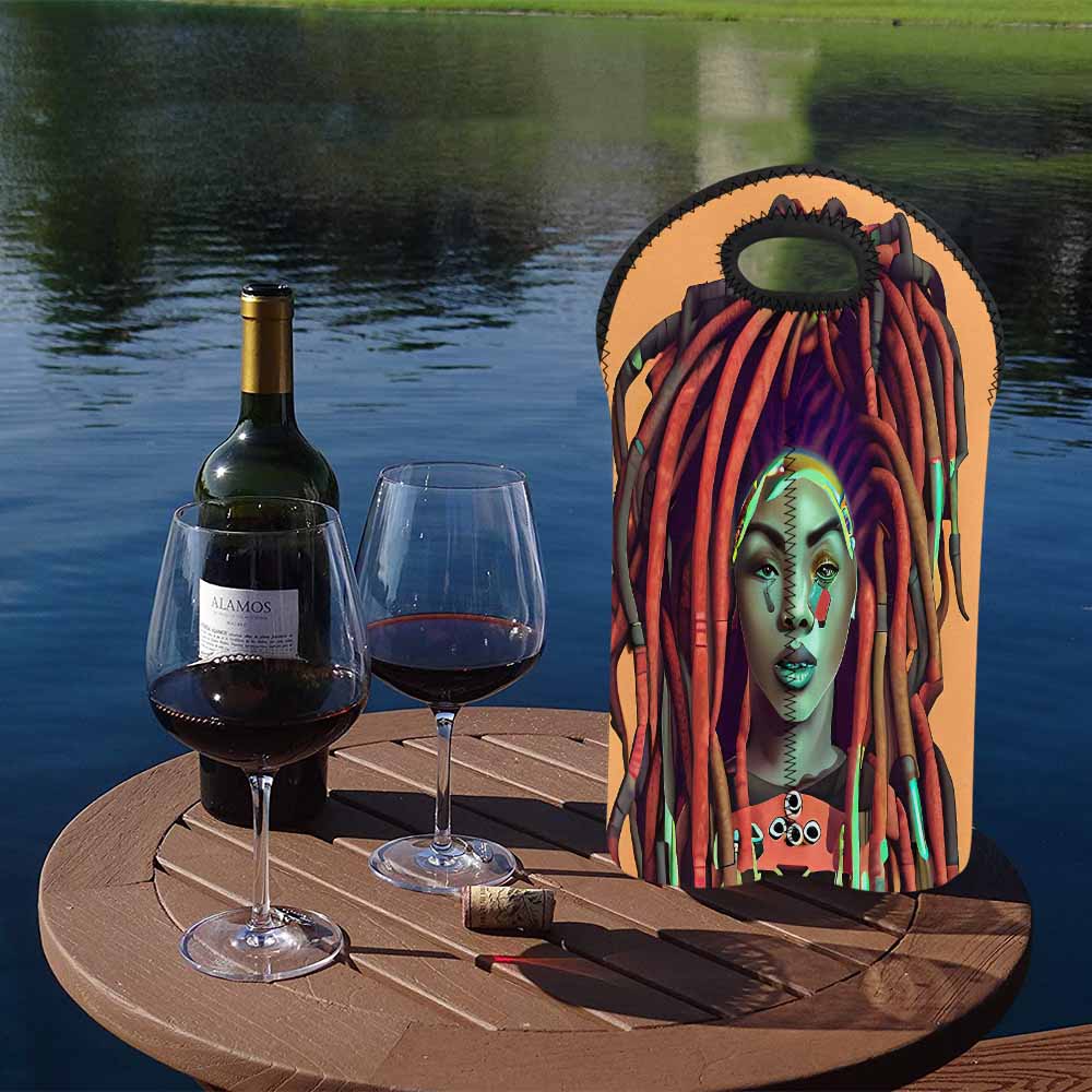 Dreads & Braids, 2 bottle wine bag, picnic or gift, african tribalgirlz Fulangiara 34