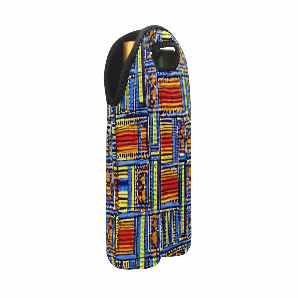 African Art, chic 2 bottle wine bag, design 09