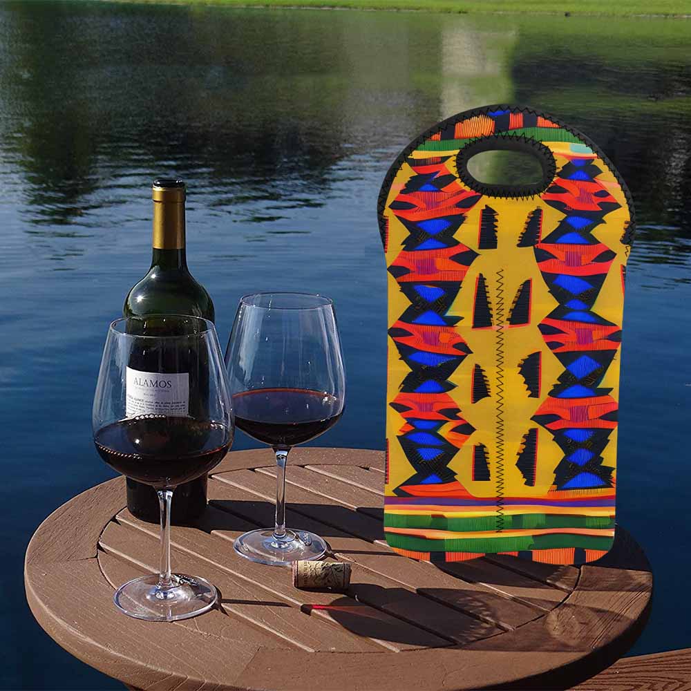 African Art, chic 2 bottle wine bag, design 47