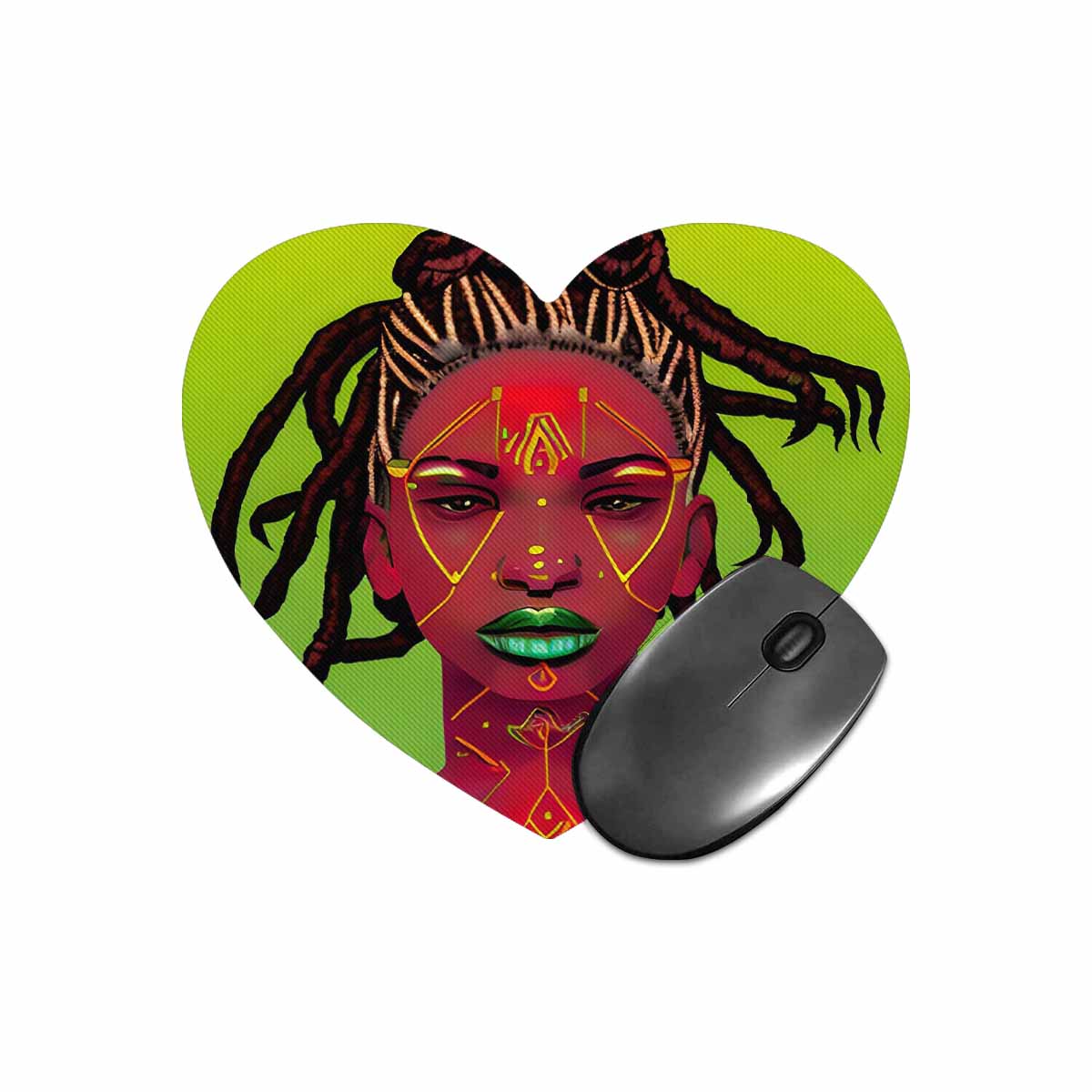 Dreads & Braids, heart shape mouse pad, Fulangiara 49