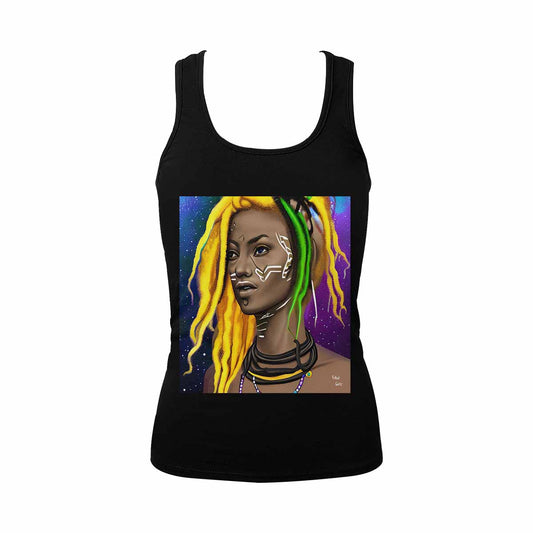 Dreads & Braids, BLACK tank top, cotton, african tribal, full image Fulangiara 1