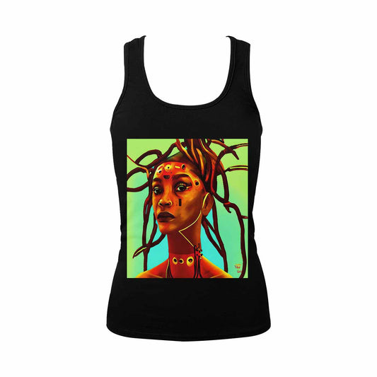 Dreads & Braids, BLACK tank top, cotton, african tribal, full image Fulangiara 37