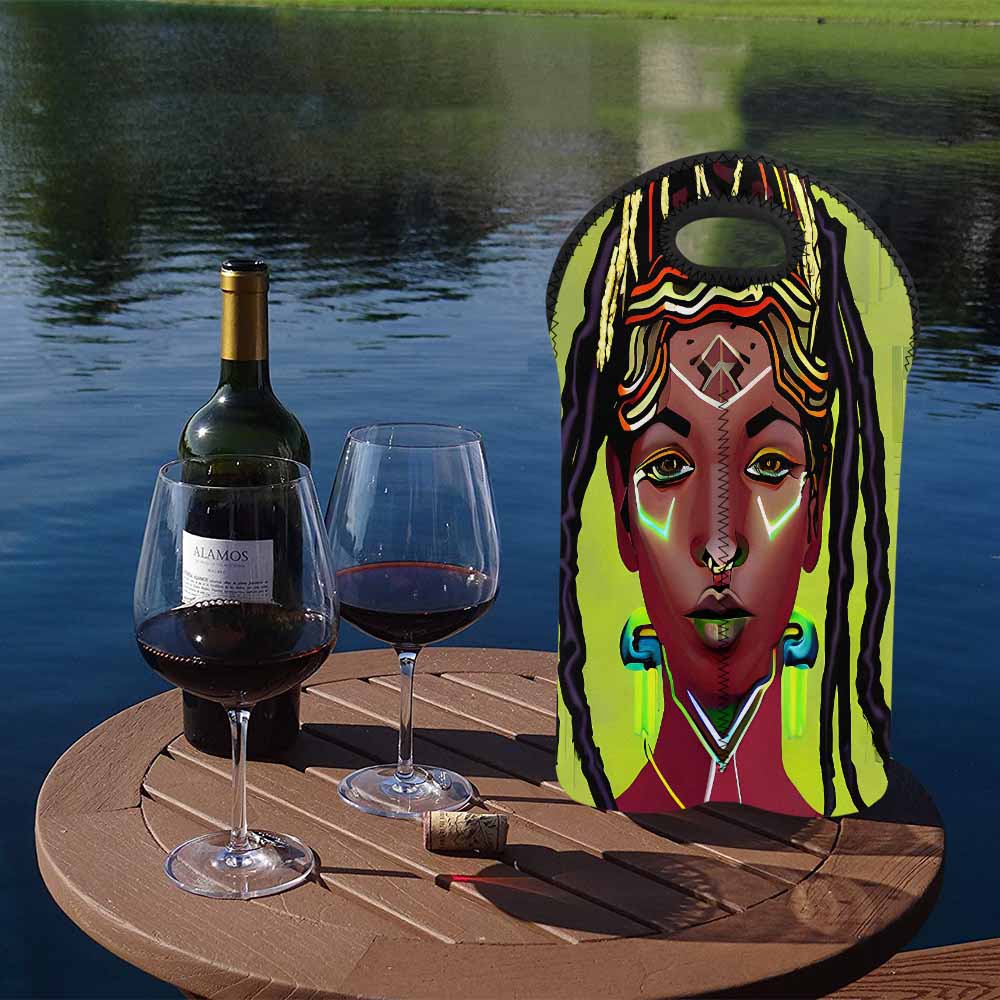 Dreads & Braids, 2 bottle wine bag, picnic or gift, african tribalgirlz Fulangiara 44