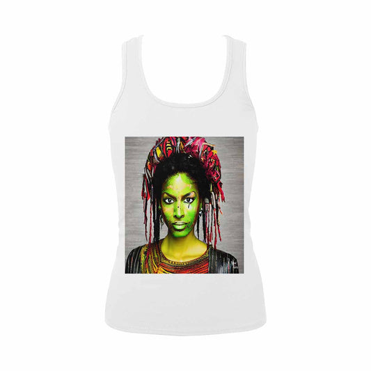 Dreads & Braids, WHITE tank top, cotton, african tribal, full image Fulangiara 2