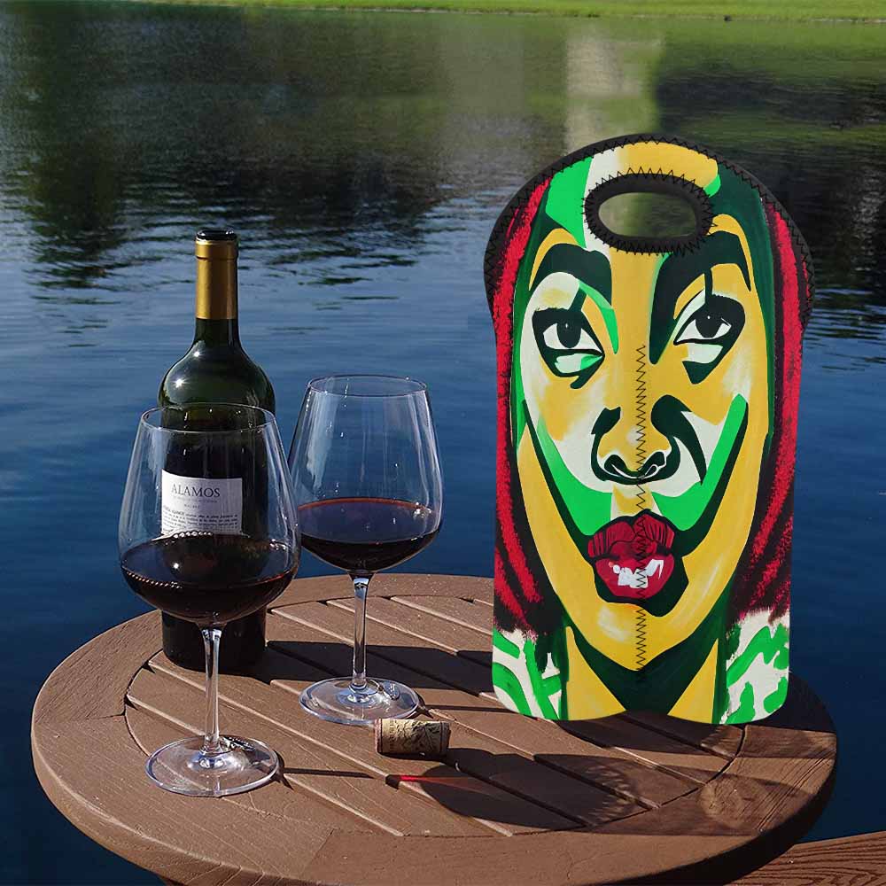 Dreads & Braids, 2 bottle wine bag, picnic or gift, african tribalgirlz Fulangiara 50