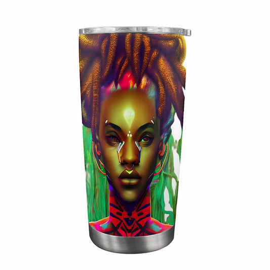 Dreads & Braids, Transparent Tumbler, mug, african tribal, outline BL, Fulangiara 43