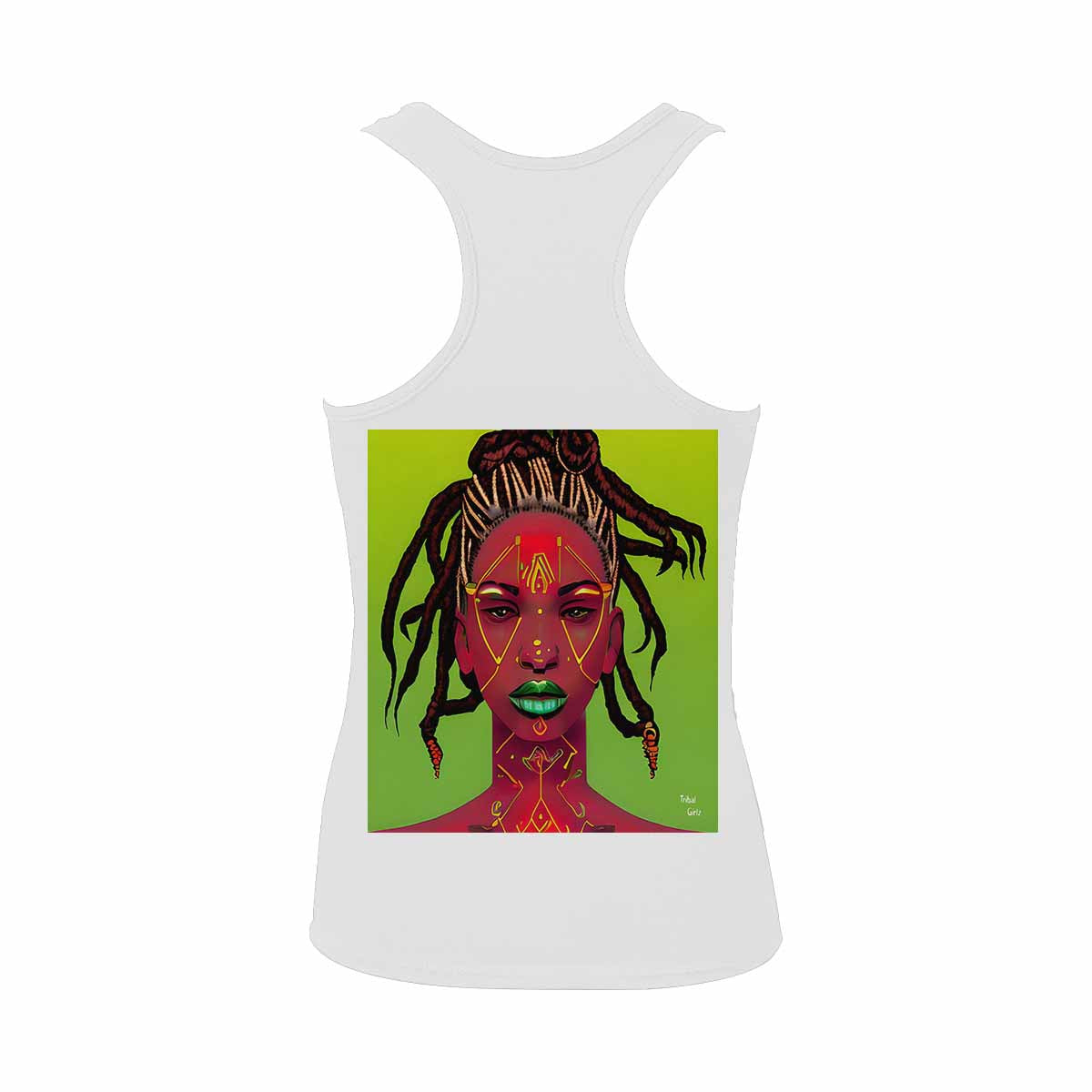 Dreads & Braids, WHITE tank top, cotton, african tribal, full image Fulangiara 49