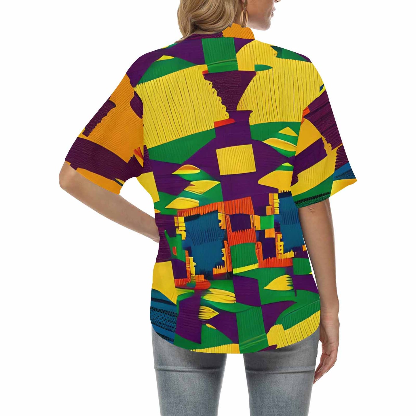 African Art, womens Hawaiian shirt, design 30