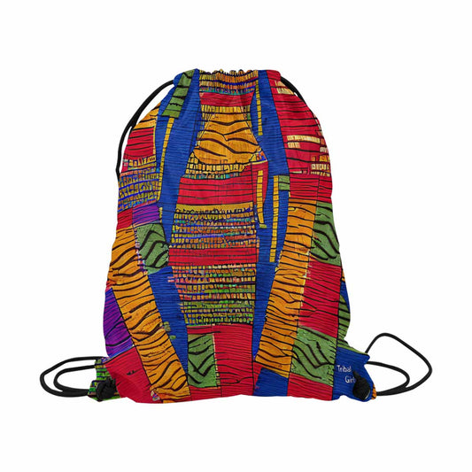 African artsy drawstring sling bag, design 25