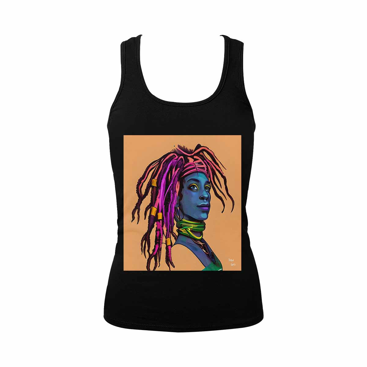 Dreads & Braids, BLACK tank top, cotton, african tribal, full image Fulangiara 10